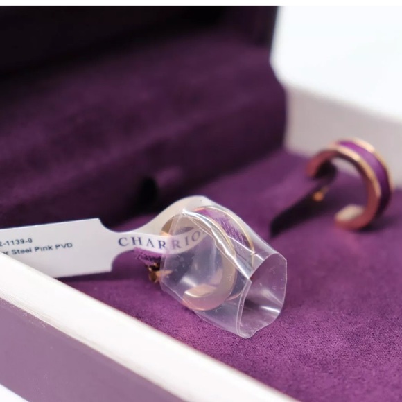 CHARRIOL Plum Rose Gold Huggie Hoop Cable Earrings - Picture 4 of 7